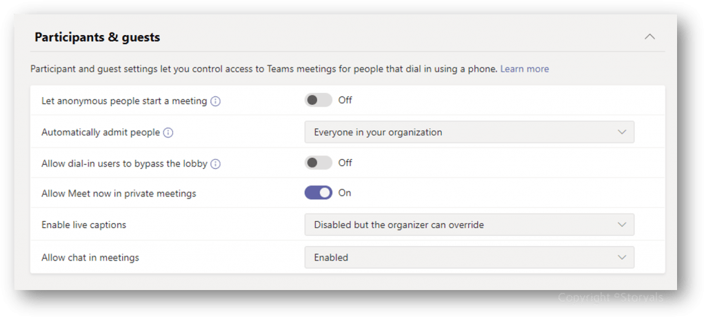 cài đặt Meet trong private meetings Microsoft Teams