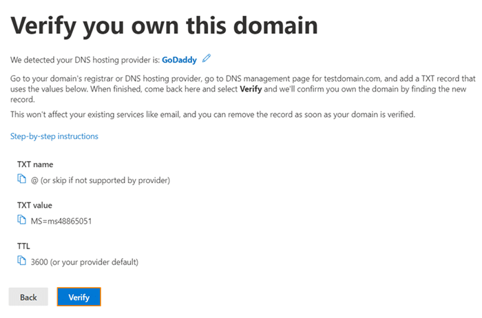 Tạo domain với Microsoft 365 account
