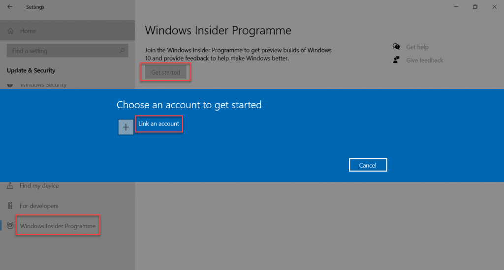 Link Account Windows Insider