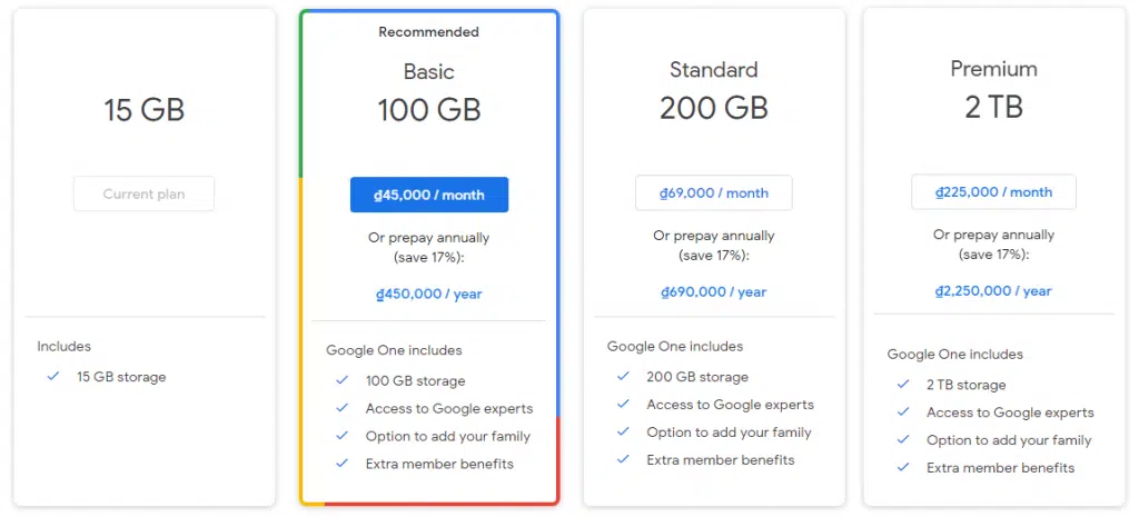 So Sánh mua OneDrive vs Drive