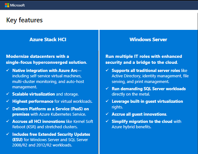 So sánh Windows Server 2022 vs Azure Stack HCK về tính năng
