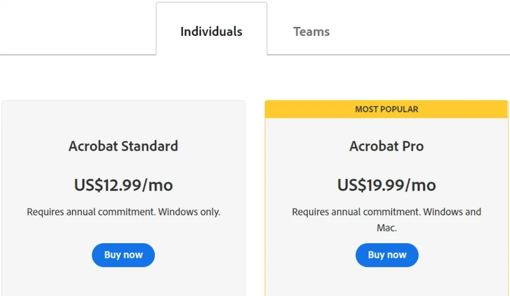 So sánh Adobe Sign mua trực tuyến