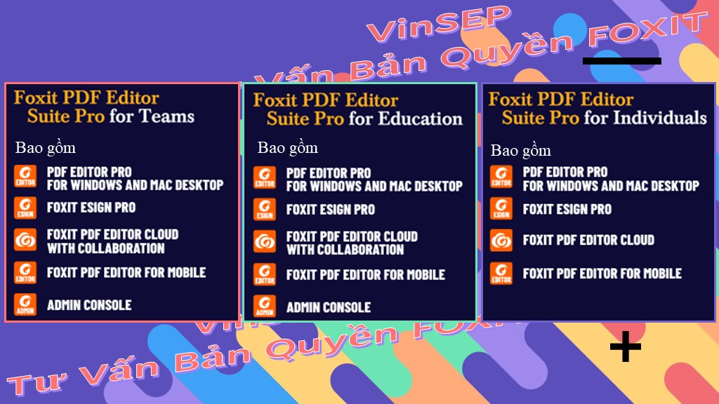 So sánh Phần mềm Foxit PDF Editor Suite Pro for Teams, For Education, For Individuals