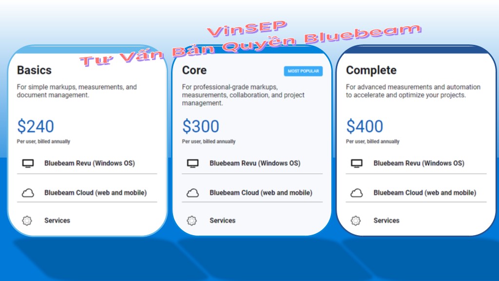Giá Bản quyền Bluebeam | VinSEP