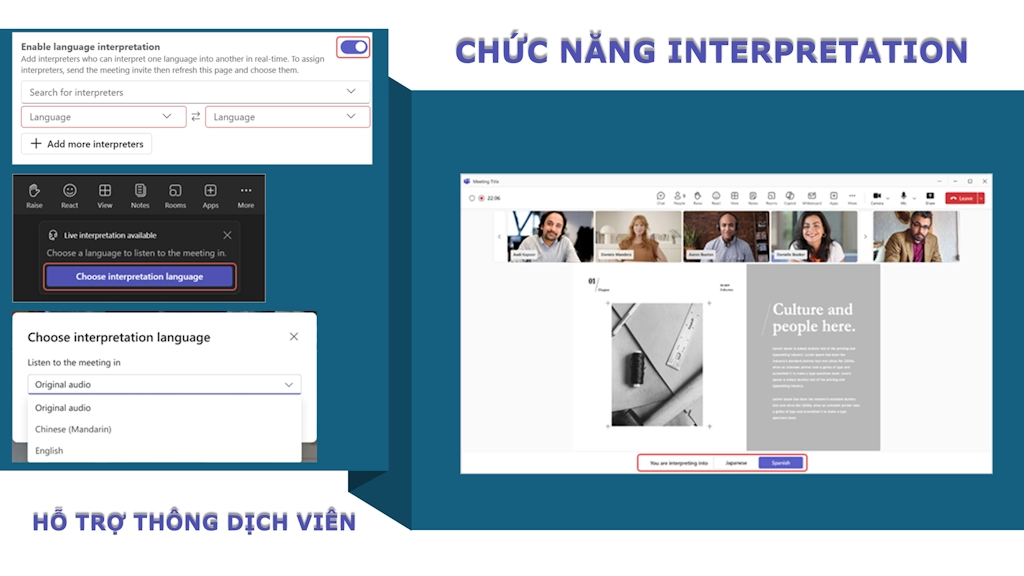 Microsoft Teams Interpreter hỗ trợ dành cho thông dịch viên trong các buổi họp trực tuyến